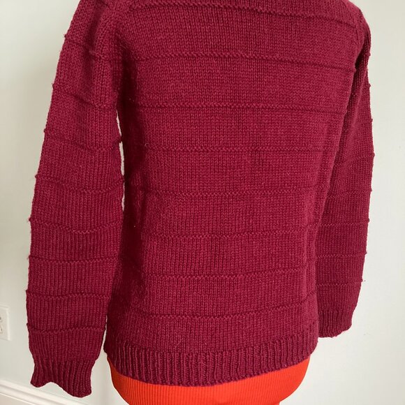 Raspberry Cable Sweater Hand knit Small Unisex - Picture 4 of 12
